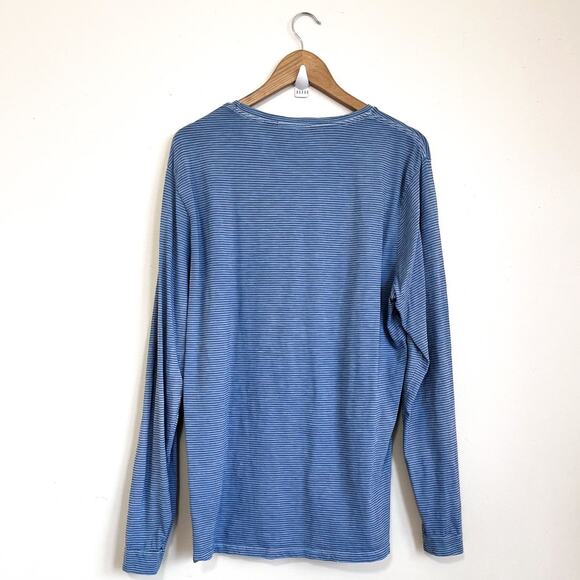 Marine Layer Mens Striped Tee T-Shirt Size L Blue Nautical Long Sleeve Cotton - Picture 2 of 9